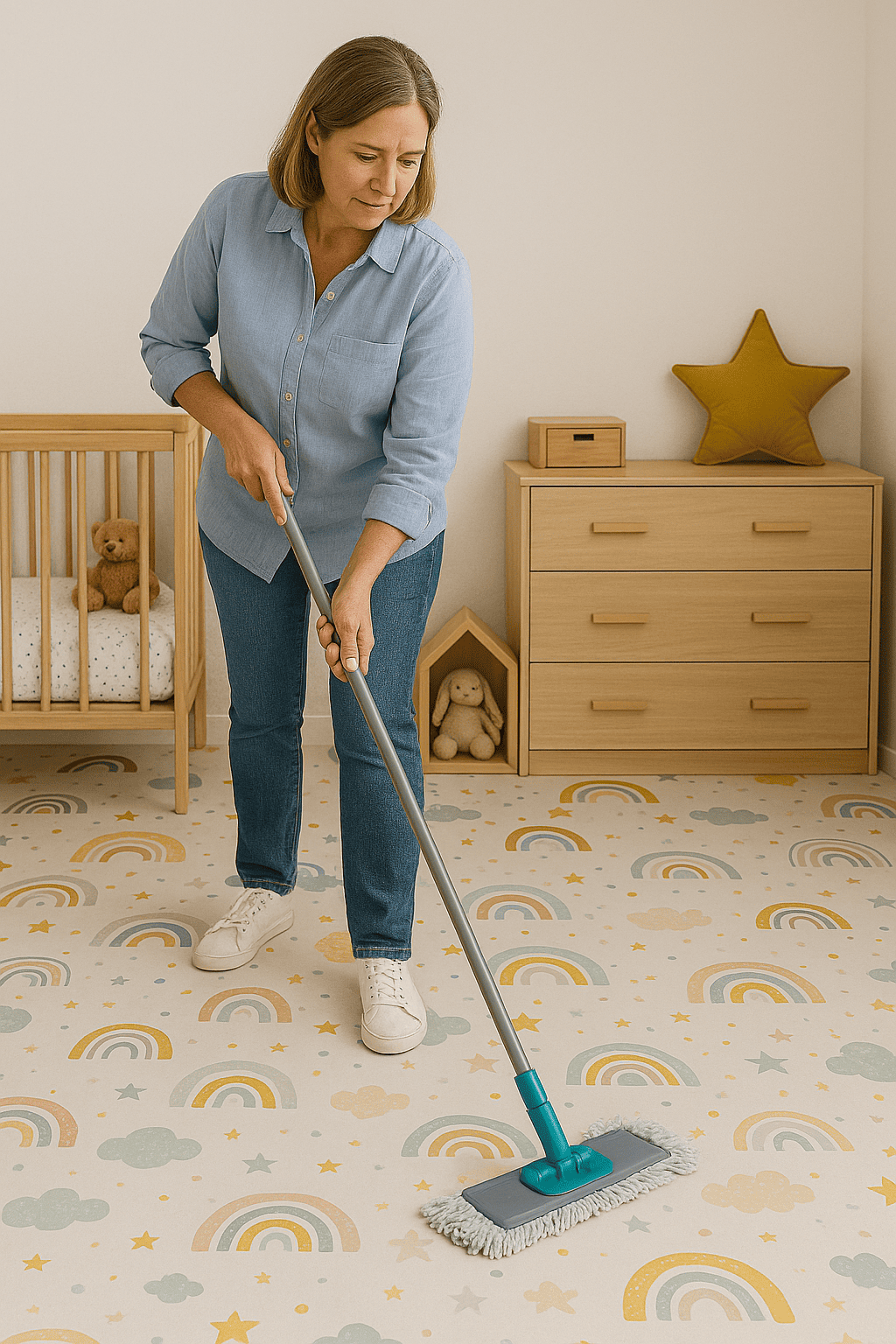 Limpieza de Suelo Vinílico en Habitación de Niños